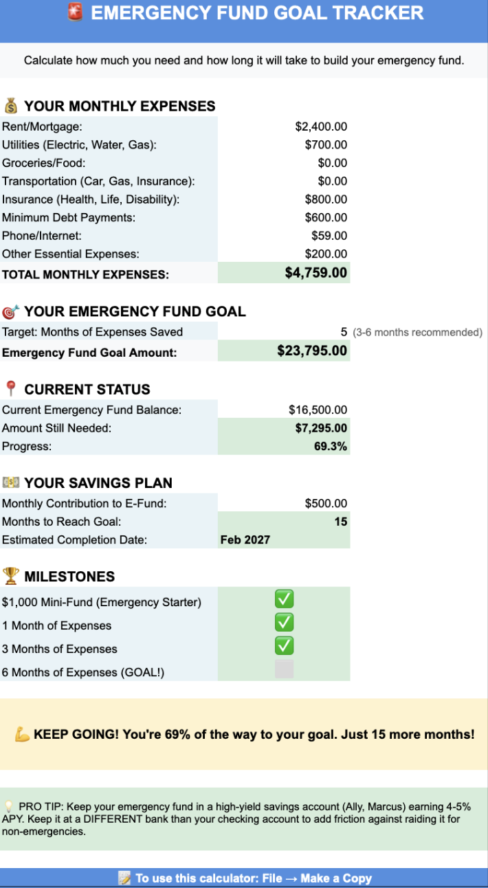 Emergency fund calculator